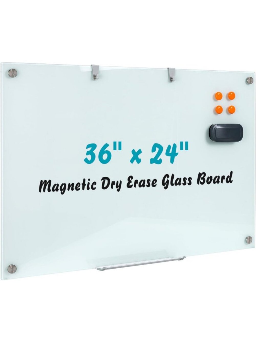 Magnetic Glass Dry Erase Board 36x24 Inches - Modern Whiteboard for Home